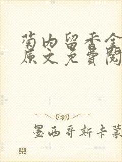 菊内留香金银花原文免费阅读