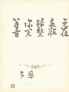 等你归来免费观看完整版在线全集