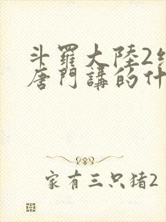 斗罗大陆2绝世唐门讲的什么
