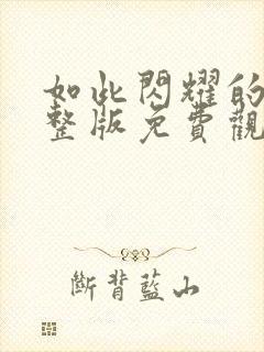 如此闪耀的你完整版免费观看