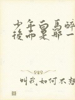 少年白马醉春风后面是哪一部封面