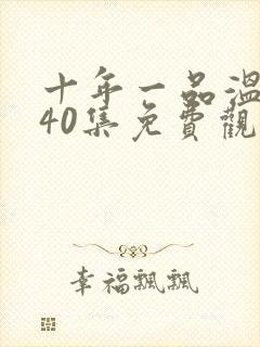 十年一品温如言40集免费观看封面