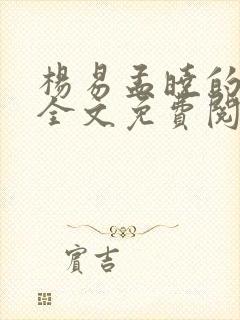 杨易孟晓的小说全文免费阅读