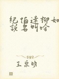 纪伯达柳如烟小说名叫啥