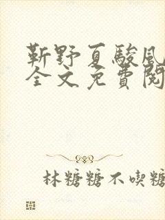 靳野夏骏风小说全文免费阅读正版