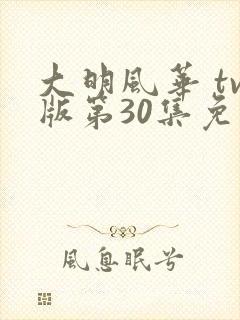 大明风华 tv版第30集免费观看封面