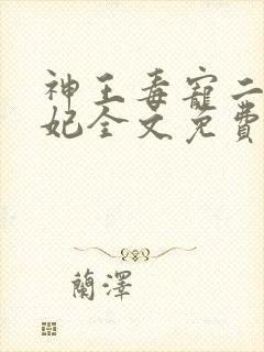 神王毒宠二嫁王妃全文免费阅读