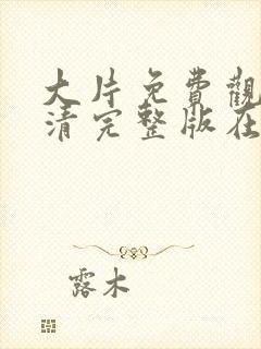 大片免费观看高清完整版在线观看