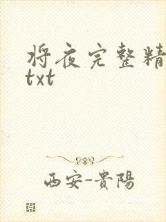 将夜完整精校版txt