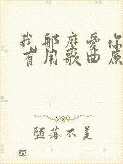 我那么爱你也没有用歌曲原唱