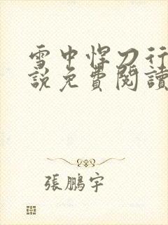 雪中悍刀行的小说免费阅读