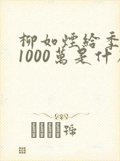 柳如烟给季博达1000万是什么小说