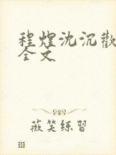 程煜沈沉欢阅读全文封面