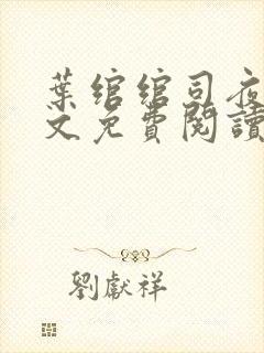 叶绾绾司夜寒全文免费阅读无弹窗