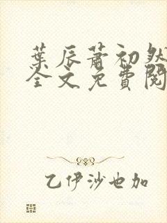 叶辰萧初然小说全文免费阅读无弹窗封面