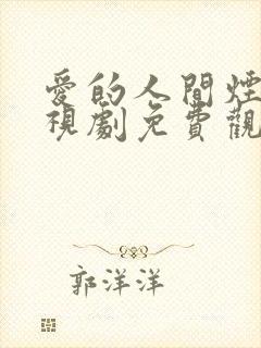 爱的人间烟火电视剧免费观看全集