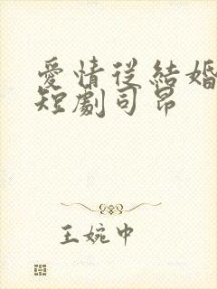 爱情从结婚开始短剧司昂