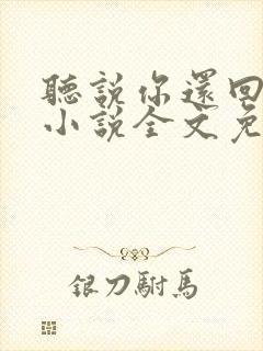 听说你还回忆我小说全文免费阅读封面