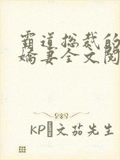 霸道总裁的独宠娇妻全文阅读