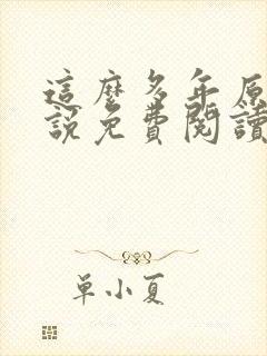 这么多年原著小说免费阅读