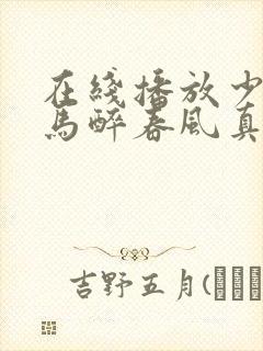 在线播放少年白马醉春风真人版电视剧