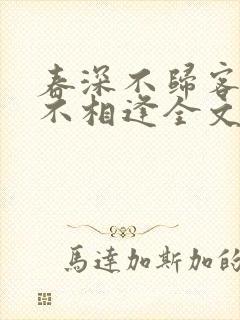 春深不归客清梦不相逢全文免费阅读