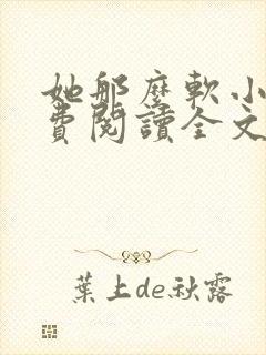 她那么软小说免费阅读全文封面