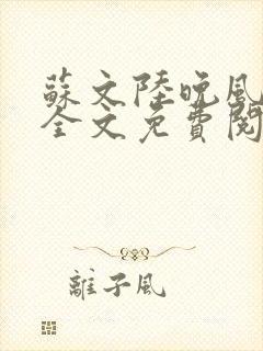 苏文陆晚风小说全文免费阅读无弹窗