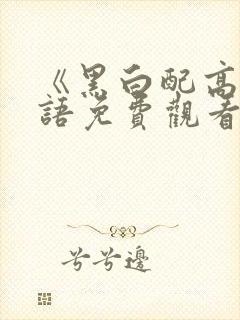 《黑白配高清国语免费观看》