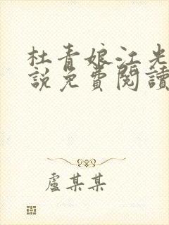 杜青娘江光宗小说免费阅读封面