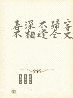 春深不归客清梦不相逢全文封面