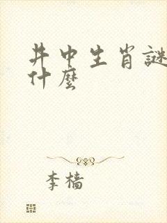 井中生肖谜底是什么封面