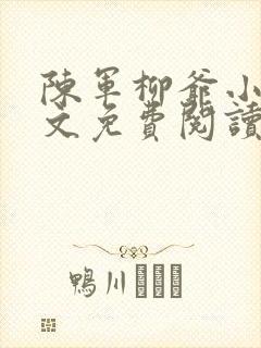 陈军柳爷小说全文免费阅读最新章节