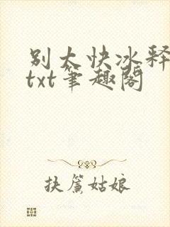 别太快冰释前嫌txt笔趣阁
