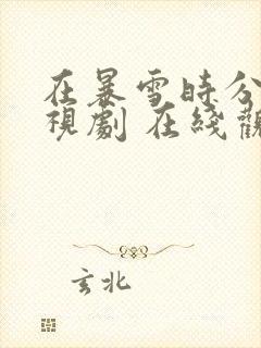 在暴雪时分 电视剧 在线观看