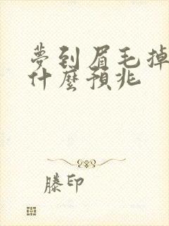 梦到眉毛掉了是什么预兆封面