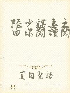 陆少谋妻之婚不由你阅读阅读全文