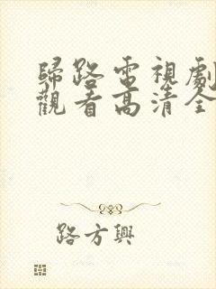 归路电视剧免费观看高清全集完整版封面