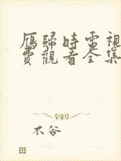 雁归时电视剧免费观看全集高清