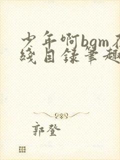 少年啊bgm在线目录笔趣阁封面