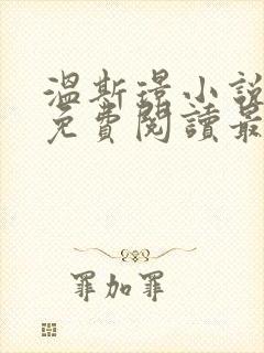 温斯璟小说全文免费阅读最新章节