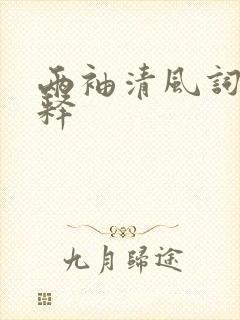 两袖清风词语解释