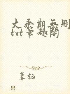 大乘期无删减版txt笔趣阁