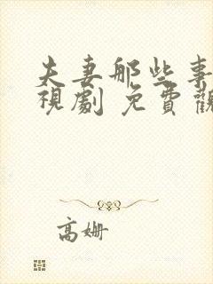 夫妻那些事 电视剧 免费观看