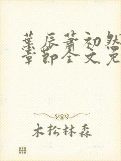 叶辰萧初然最新章节全文免费阅读下封面