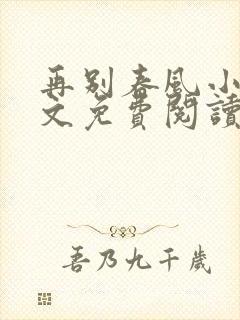 再别春风小说全文免费阅读无弹窗