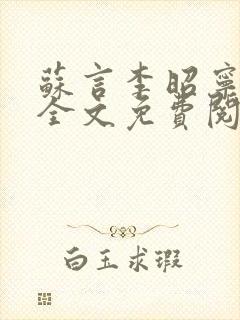 苏言李昭宁小说全文免费阅读