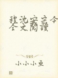 程沈安宋今在线全文阅读