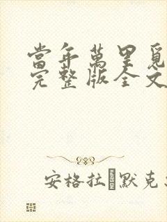 当年万里觅封侯完整版全文免费阅读封面