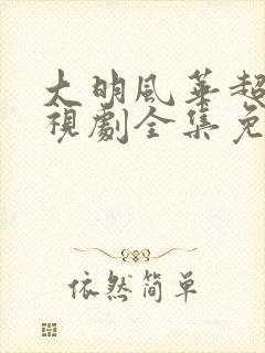 大明风华超清电视剧全集免费观看封面